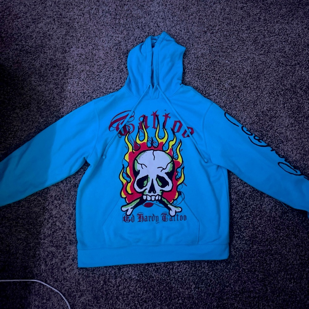 Ed hardy light blue men’s XL hoodie